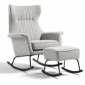 Fauteuil à bascule en tissu gris avec repose-pieds dimensions 85 x 70 x 100 cm