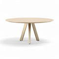 Table ronde en bois avec plateau en verre noir 150 x 150 x 75 cm