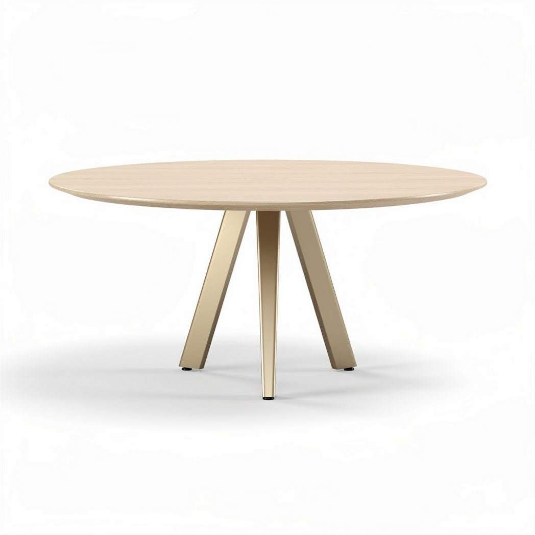 Table ronde en bois avec plateau en verre noir 150 x 150 x 75 cm
