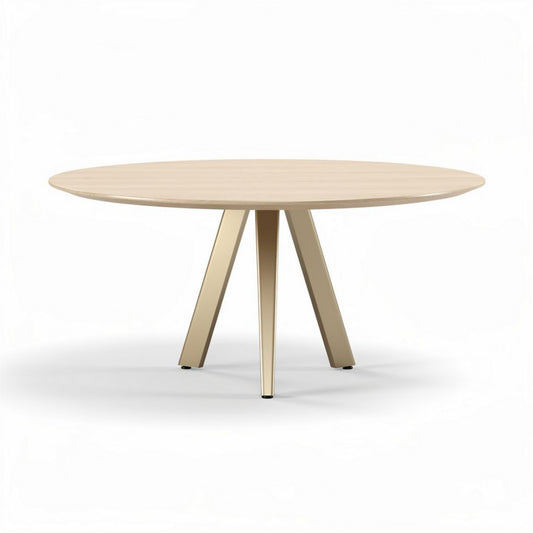 Table ronde en bois avec plateau en verre noir 150 x 150 x 75 cm