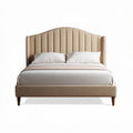 Lit en tissu beige contemporain 195 x 160 x 120cm avec tête de lit capitonnée