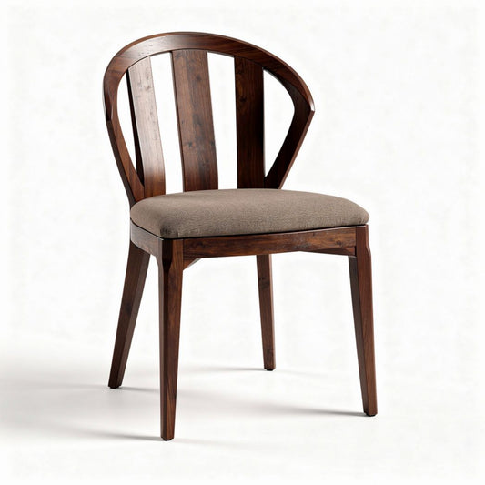 Chaise en bois avec assise en tissu brun dimensions 45 x 45 x 85cm