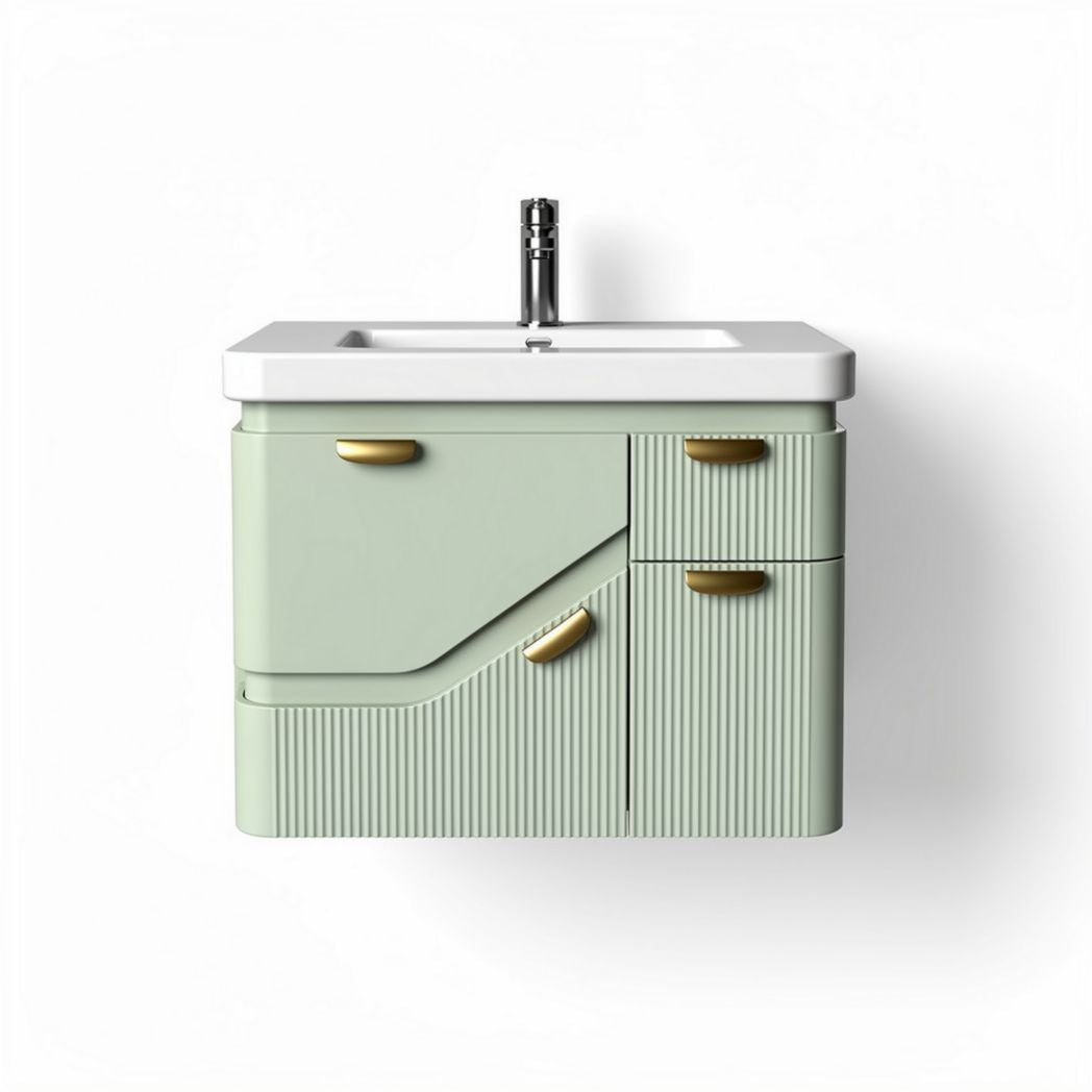 Meuble de salle de bain en bois vert 60 x 45 x 80 cm avec évier intégré