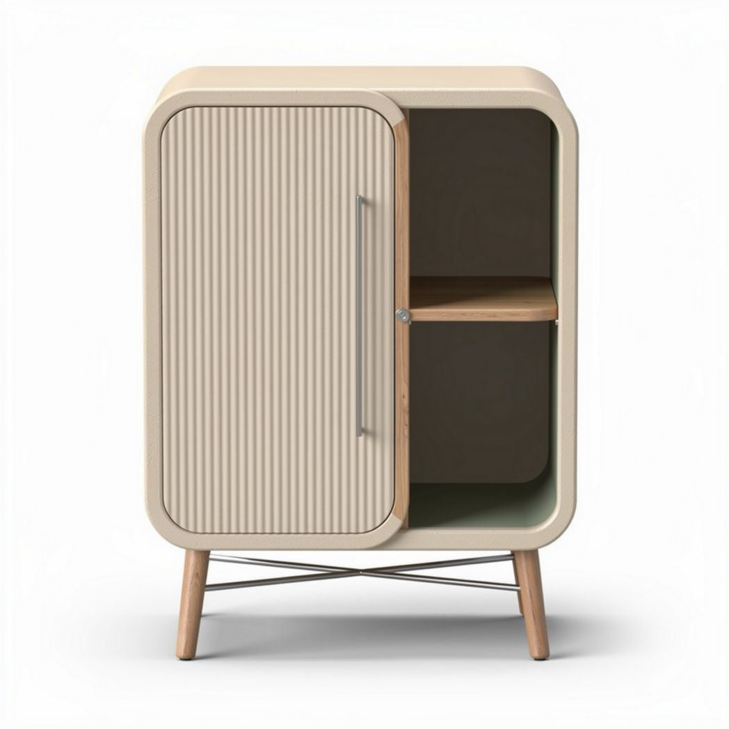Meuble de rangement en bois et métal couleur beige dimensions 50 x 40 x 80cm