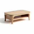 Table basse rectangulaire en bois naturel avec étagère 120 x 60 x 40cm