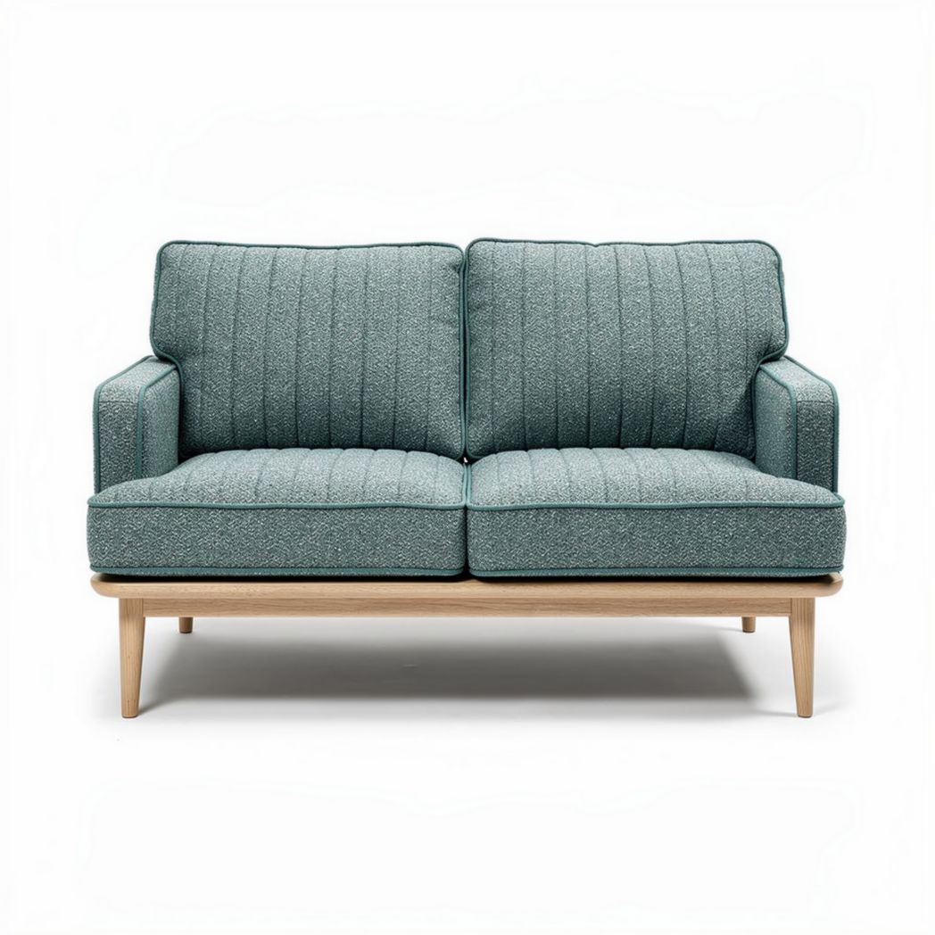 Canapé en tissu vert en bois de frêne 150 x 80 x 80cm pour intérieur moderne