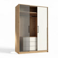 Armoire en bois avec portes miroir et tiroirs dimensions 150 x 80 x 200cm