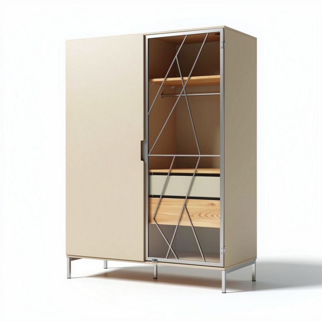 Armoire en bois avec portes en verre et étagères ajustables 100 x 50 x 180cm