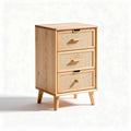 Commode en bois avec 3 tiroirs et finition en rotin dimensions 40 x 30 x 70 cm